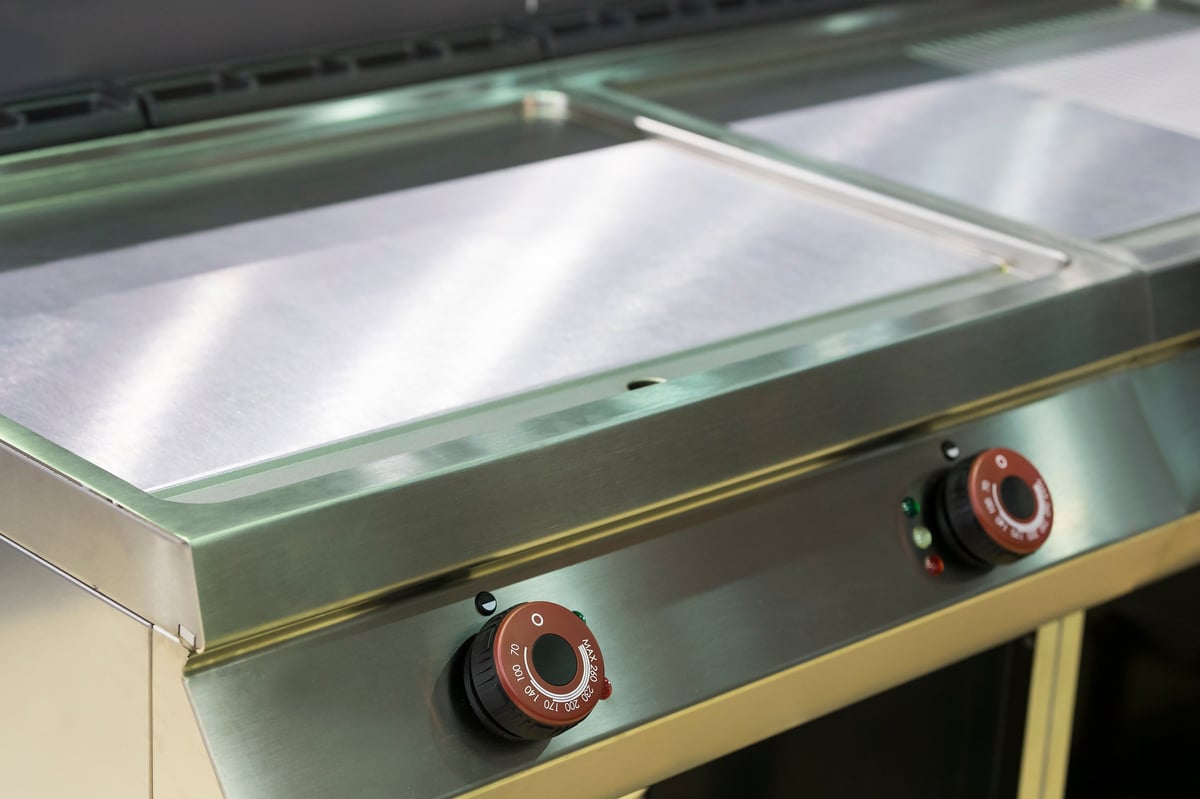 Plancha industrial de acero inoxidable para cocinas comerciales