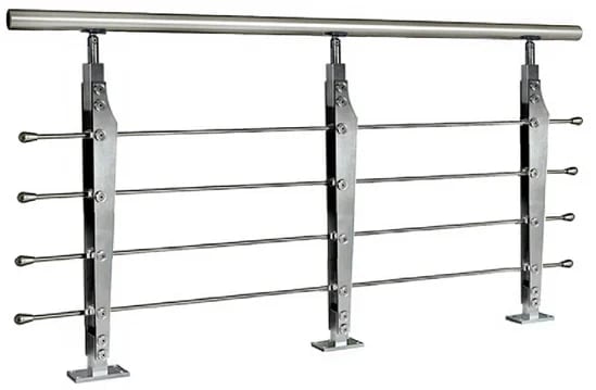 Barandal de acero inoxidable con pasamanos y cables horizontales